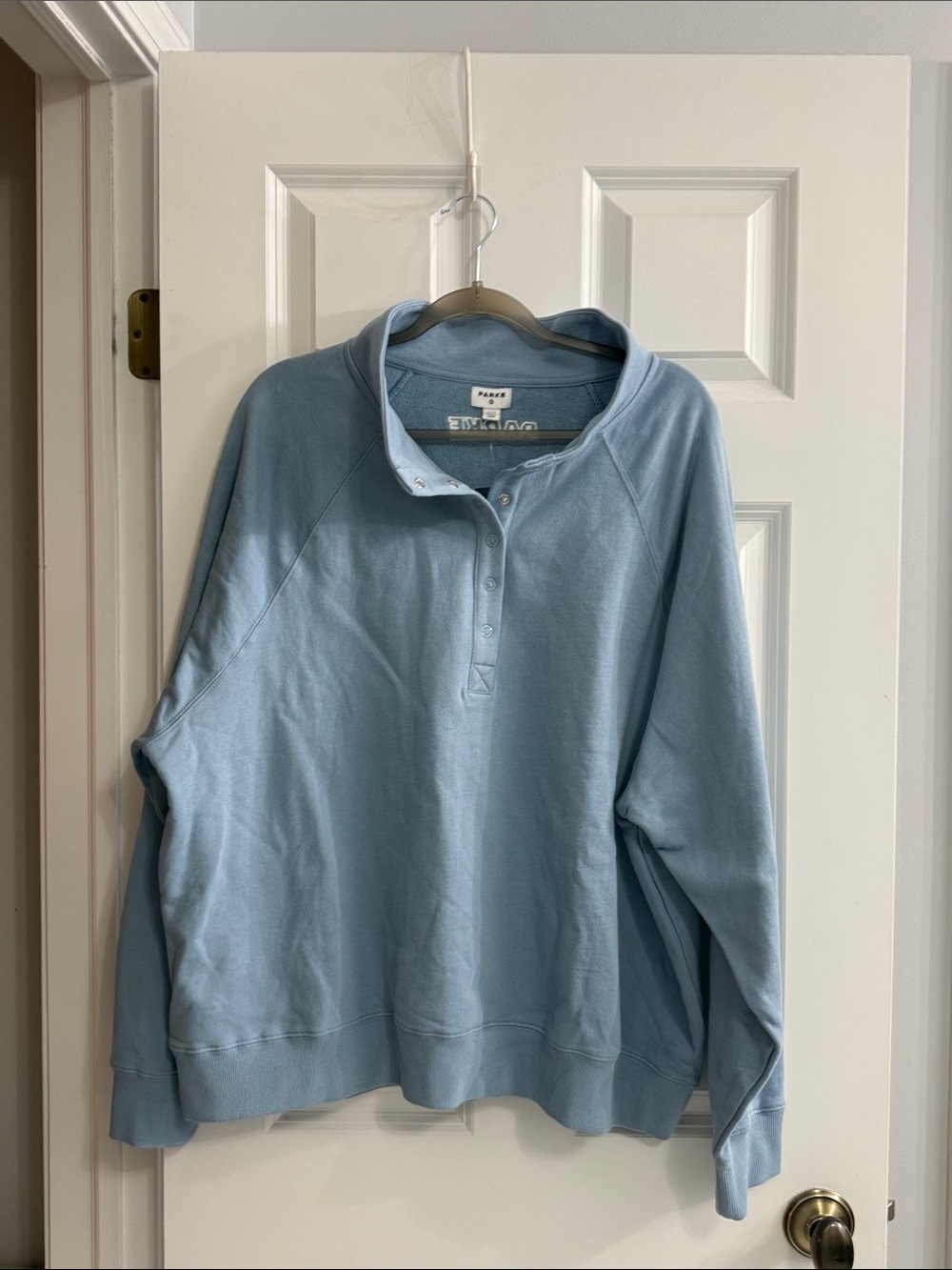 New ParkeTarget Light Blue Snap Collar Pullover Sweatshirt